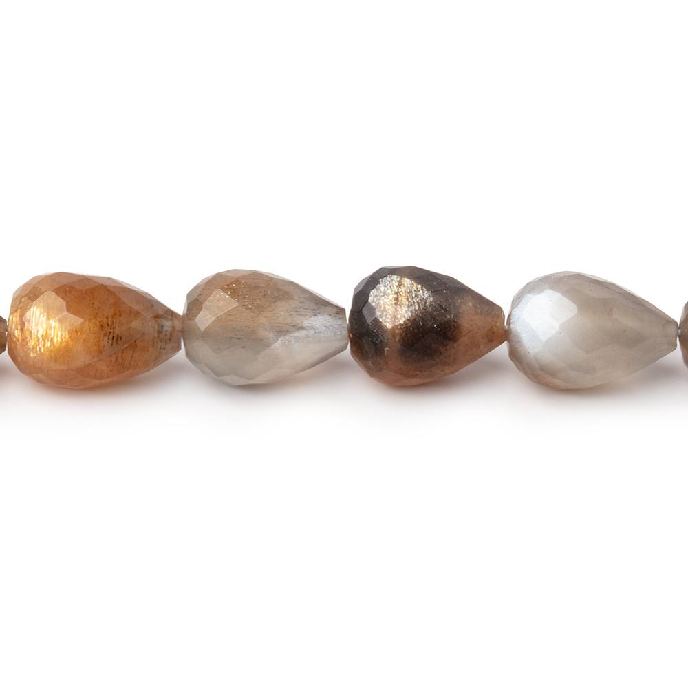 8-11mm Sunstone & Moonstone Straight Drill Tear Drop 7.25 in 19 Beads - BeadsofCambay.com