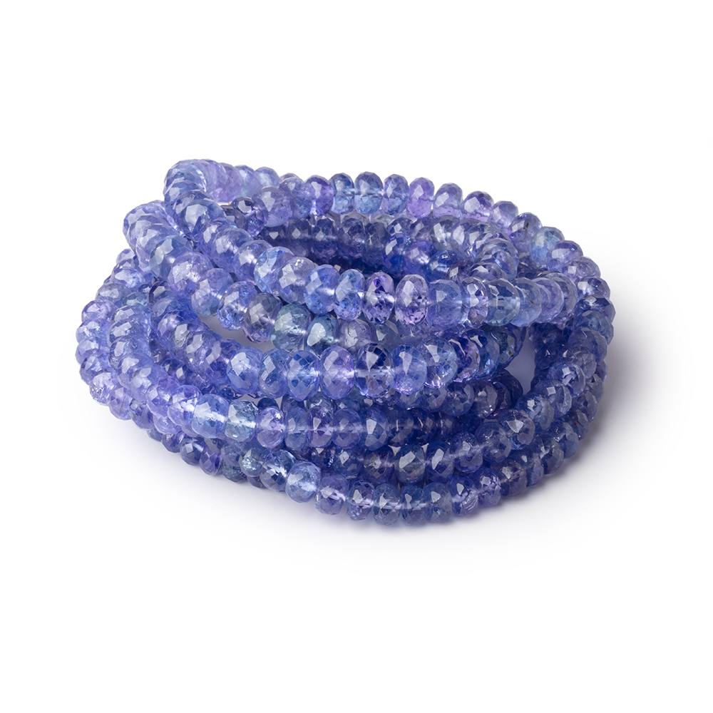 4.5-6.5mm Tanzanite Faceted Rondelle Beads 18 inch 130 pieces AAA - BeadsofCambay.com