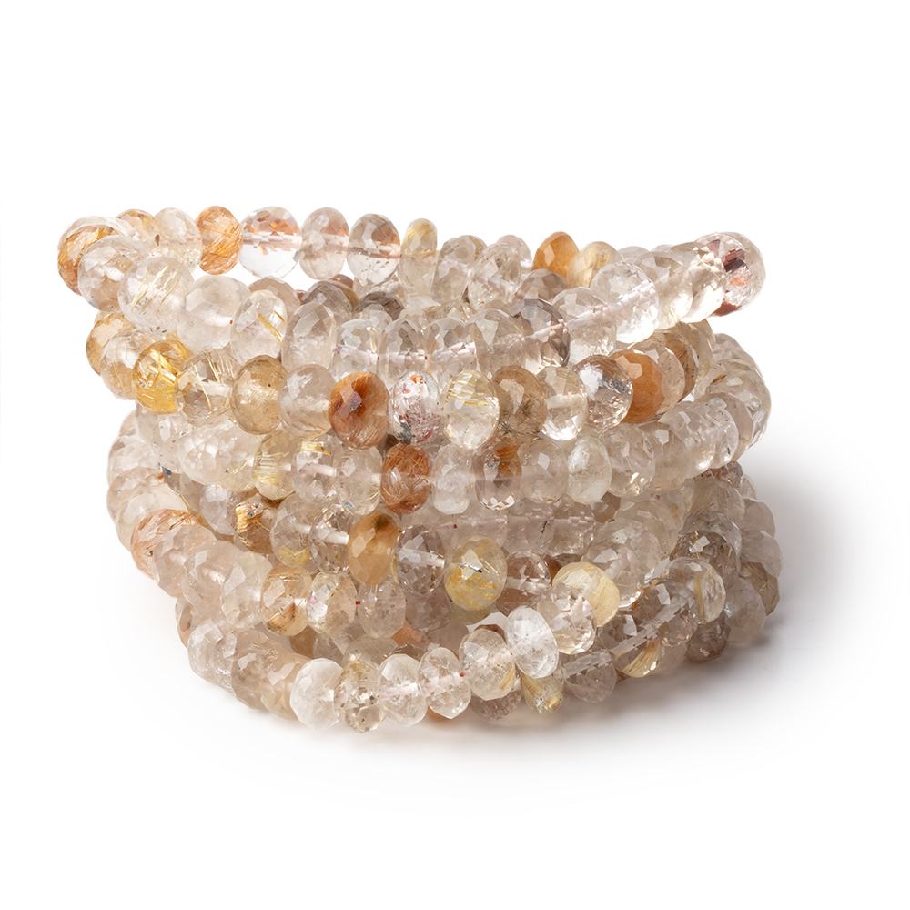 5.5 - 6.5mm Rutilated Quartz Faceted Rondelle Beads 16 inch 88 pieces - Beadsofcambay.com