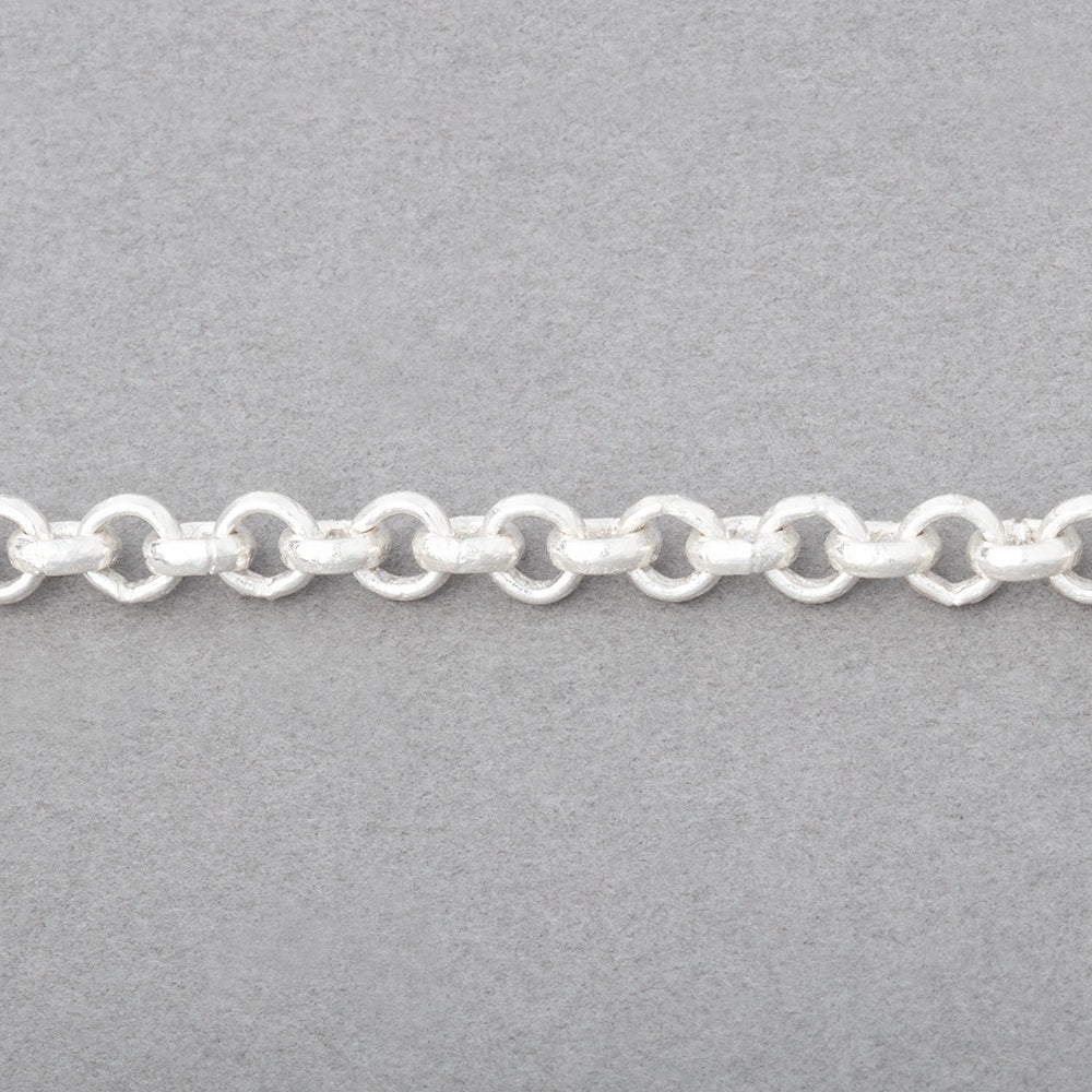 5mm Silver plated Rolo Link Chain by the foot - Beadsofcambay.com