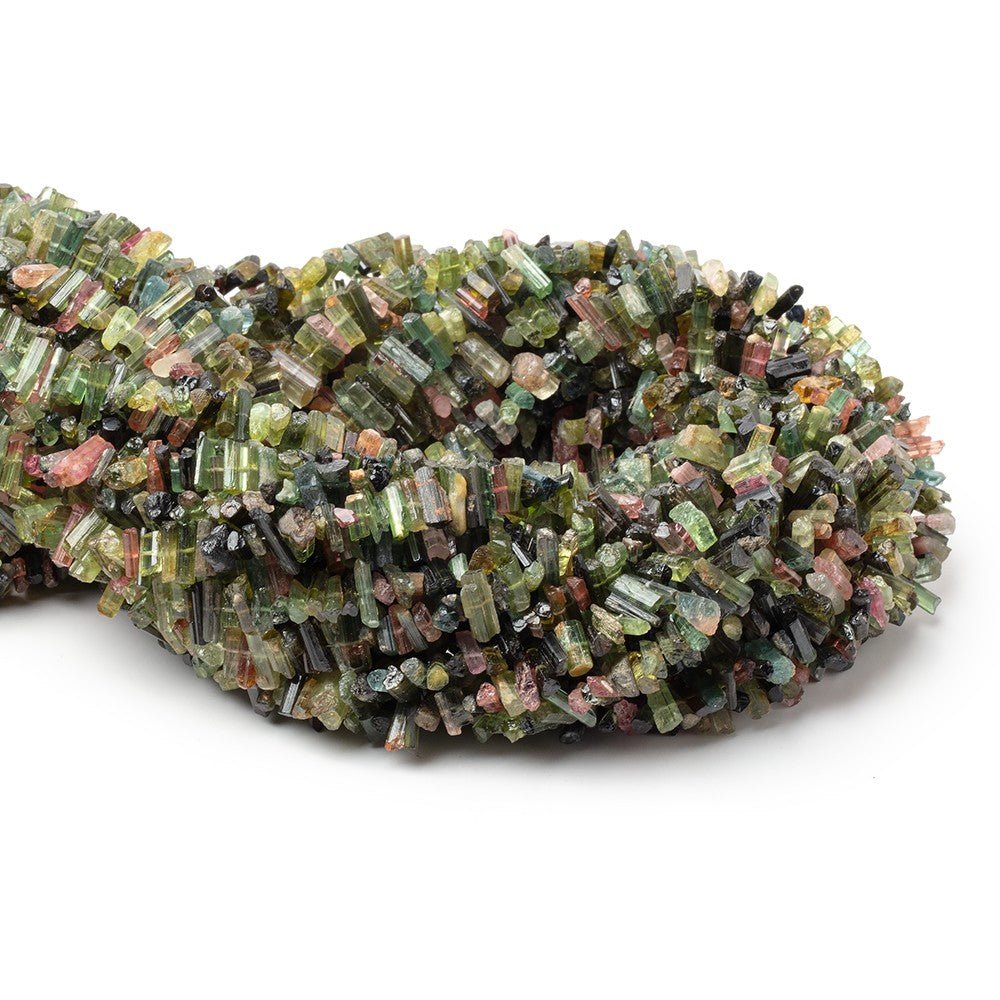 5x2-10x3mm Afghani Tourmaline Natural Crystals 15.5 inch 181 Beads - Beadsofcambay.com