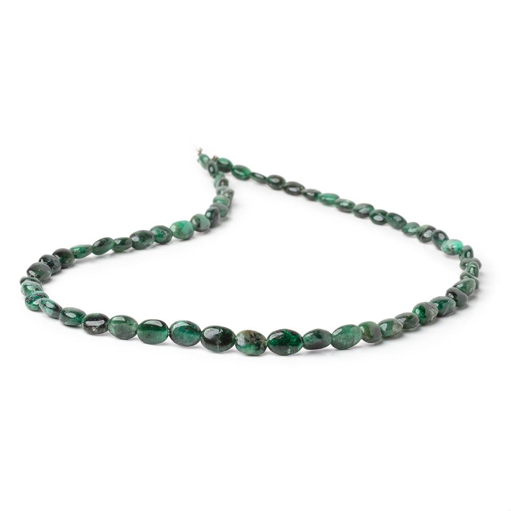 5x4 - 8x6mm Emerald Plain Oval Beads 14.5 inch 54 pieces - Beadsofcambay.com