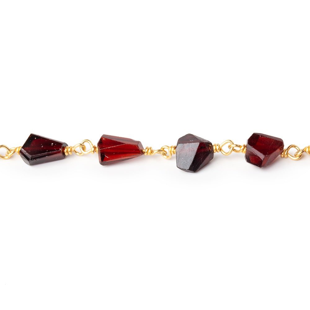 5x5 - 9x6mm Garnet Faceted Nuggets on Vermeil Chain - Beadsofcambay.com