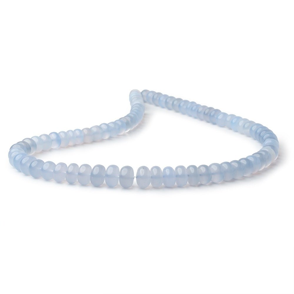 6 - 10mm Turkish Blue Chalcedony Plain Rondelle 16 inch 75 Beads AA - Beadsofcambay.com