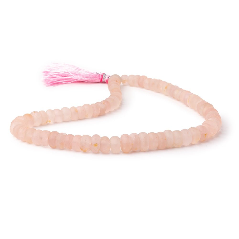 6 - 11mm Matte Morganite Plain Rondelle Beads 16 inch 78 pieces - Beadsofcambay.com