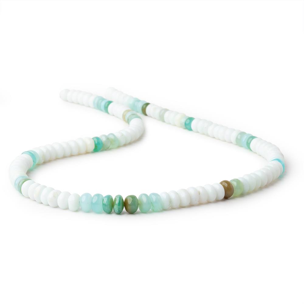 6 - 7.5mm Mint Blue Peruvian Opal plain rondelle beads 18 inch 87 pieces AA - Beadsofcambay.com