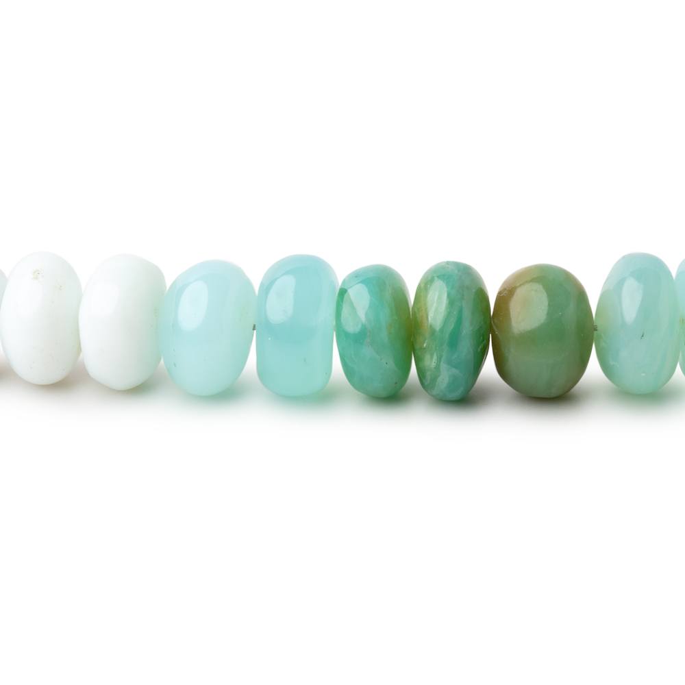 6 - 7.5mm Mint Blue Peruvian Opal plain rondelle beads 18 inch 87 pieces AA - Beadsofcambay.com