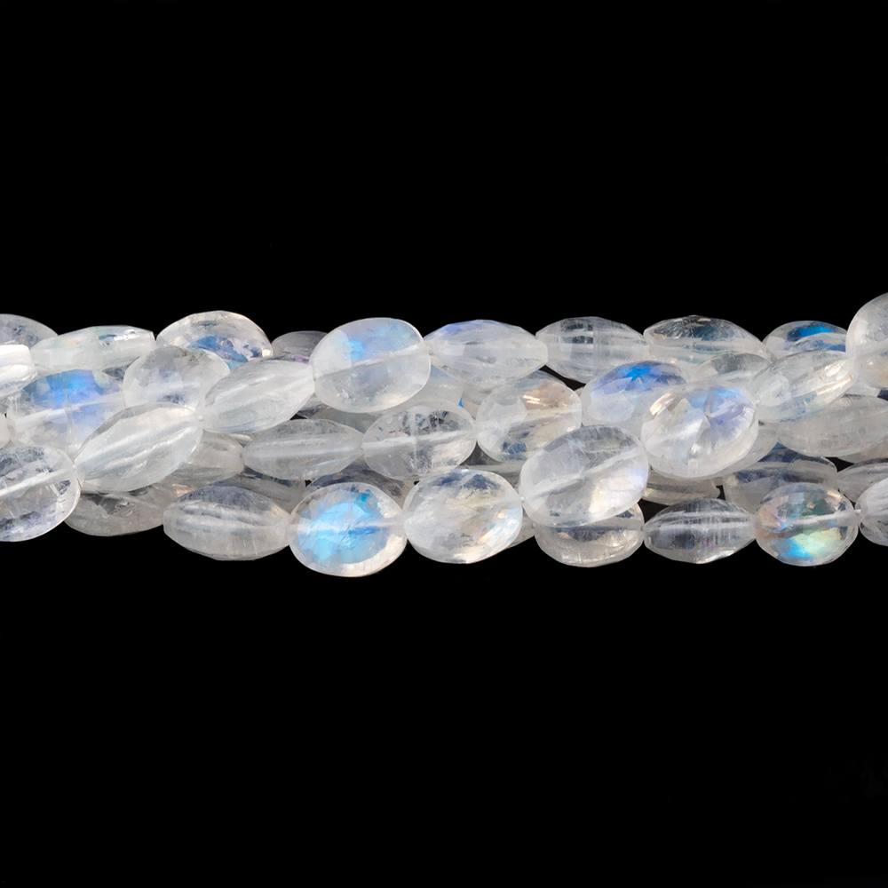 6 - 7.5mm Rainbow Moonstone Faceted Oval Beads 16 inch 57 pieces AAA - Beadsofcambay.com