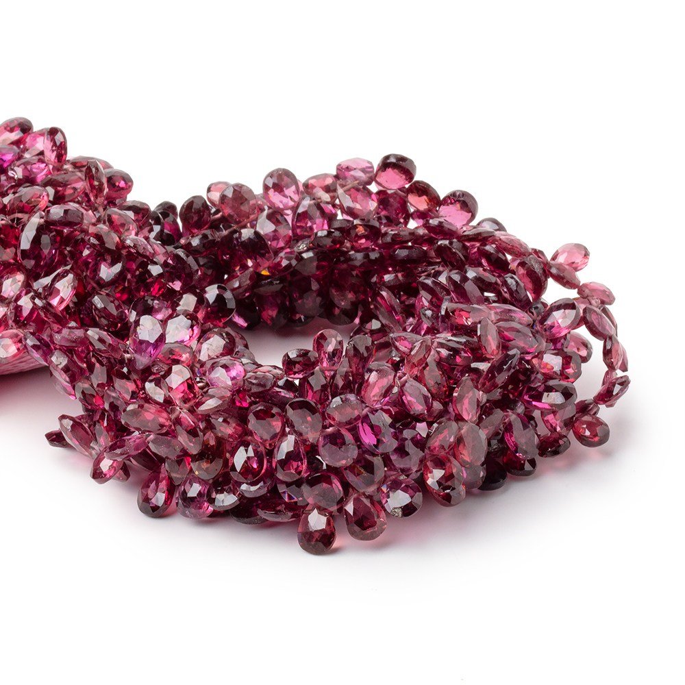 6 - 7.5mm Rhodolite Garnet Faceted Pear Beads 8 inch 70 pieces - Beadsofcambay.com