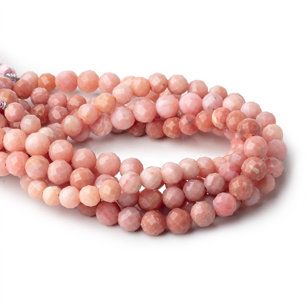 6-7mm Pink Peruvian Opal Faceted Round Beads 8 inch 30 pieces - Beadsofcambay.com