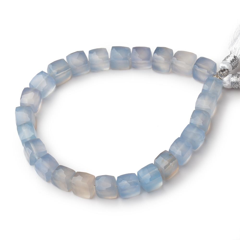 6 - 8mm Blue Chalcedony Faceted Cube Beads 7.75 inch 23 pieces - Beadsofcambay.com