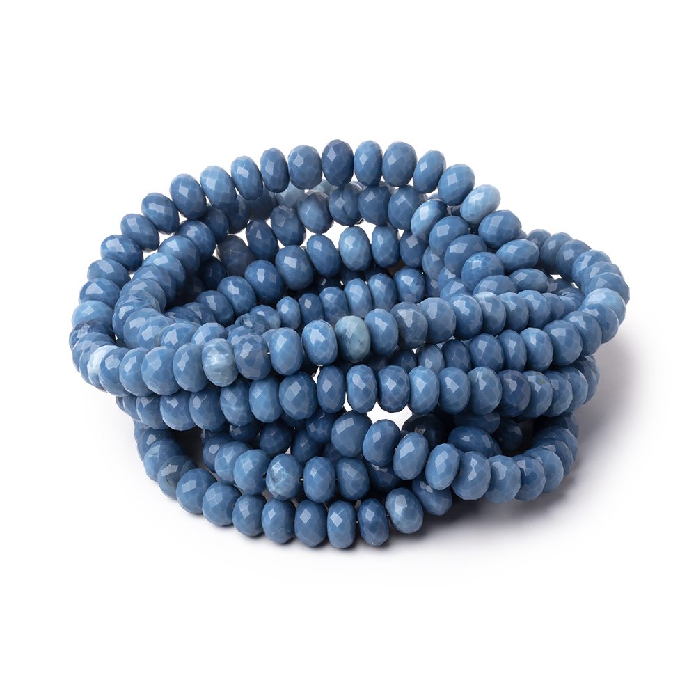 6 - 8mm Dark Owyhee Blue Opal Faceted Rondelle Beads 16 inch 80 pieces - Beadsofcambay.com