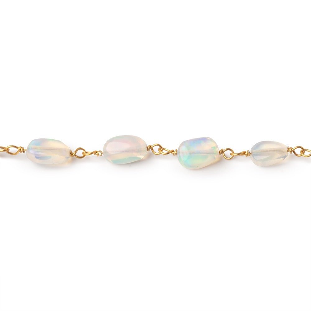 6-8mm Ethiopian Opal Plain Nuggets on Vermeil Chain - Beadsofcambay.com