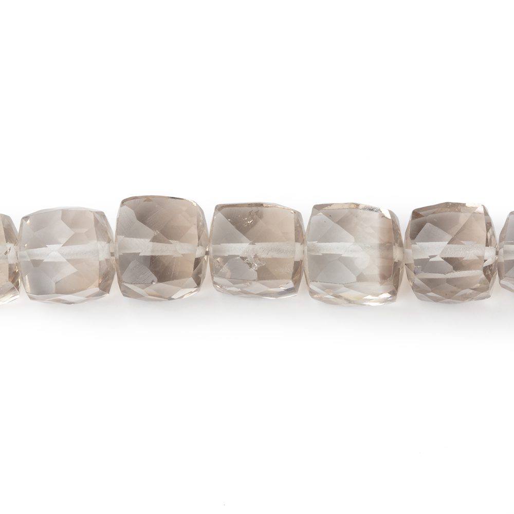 6 - 8mm Smoky Quartz Faceted Cube Beads 8 inch 28 pieces - Beadsofcambay.com