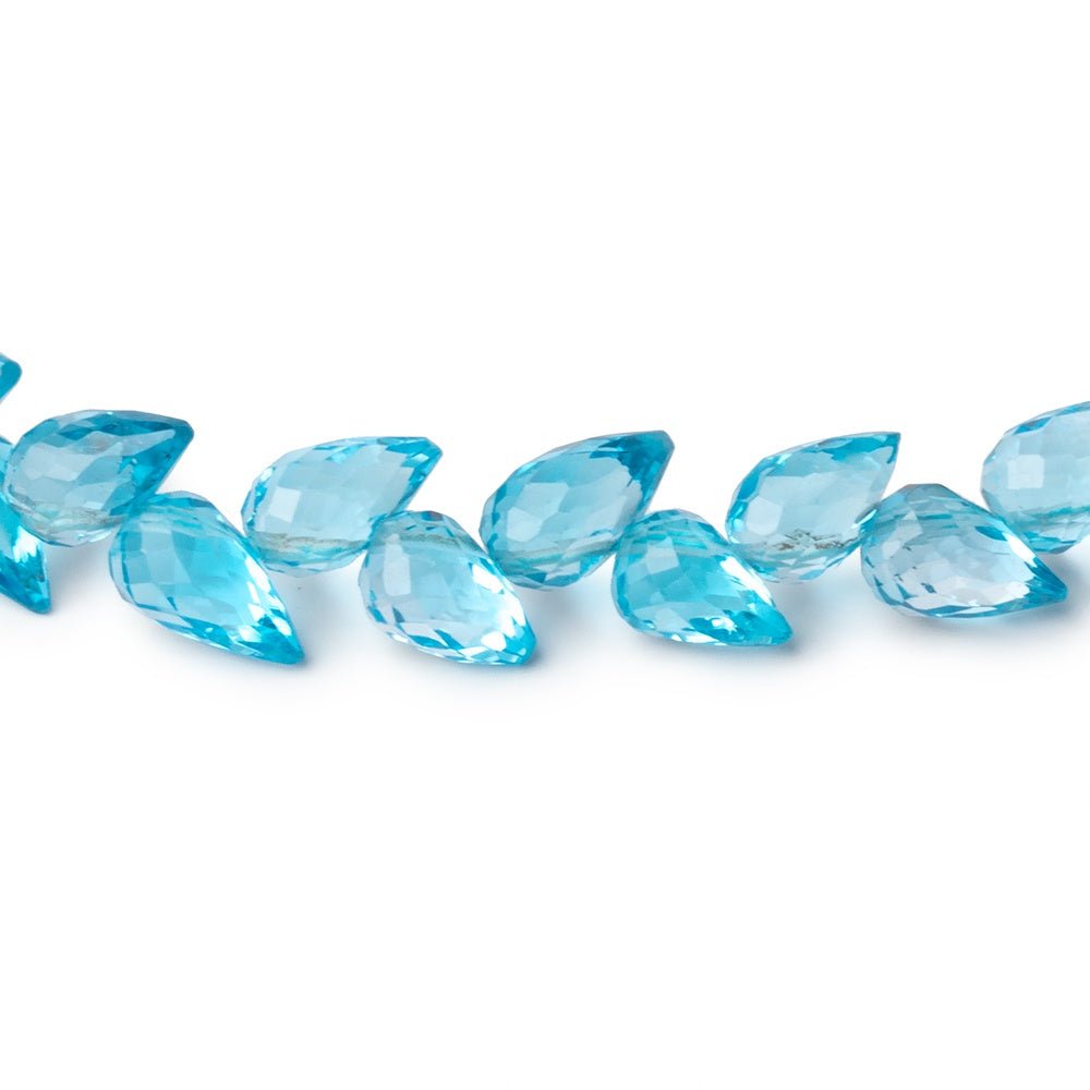 6 - 8mm Swiss Blue Topaz Shoulder Drill Tear Drop 4 inch 17 Beads AAA - Beadsofcambay.com