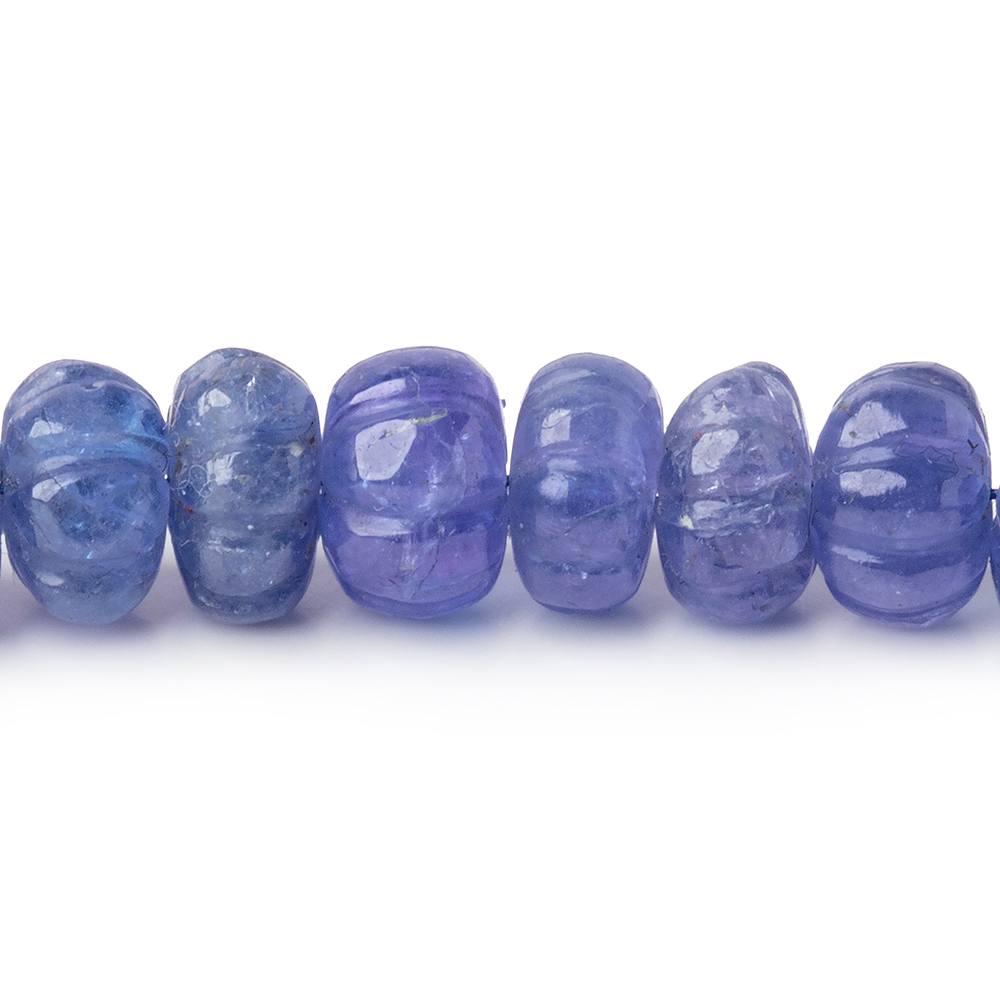 6 - 8mm Tanzanite Carved Melon Beads 16 inch 77 pieces AA - Beadsofcambay.com