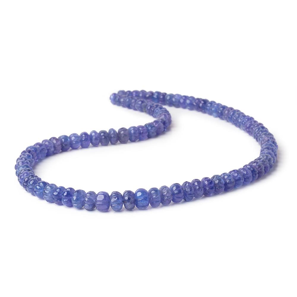 6 - 8mm Tanzanite Carved Melon Beads 16 inch 77 pieces AA - Beadsofcambay.com