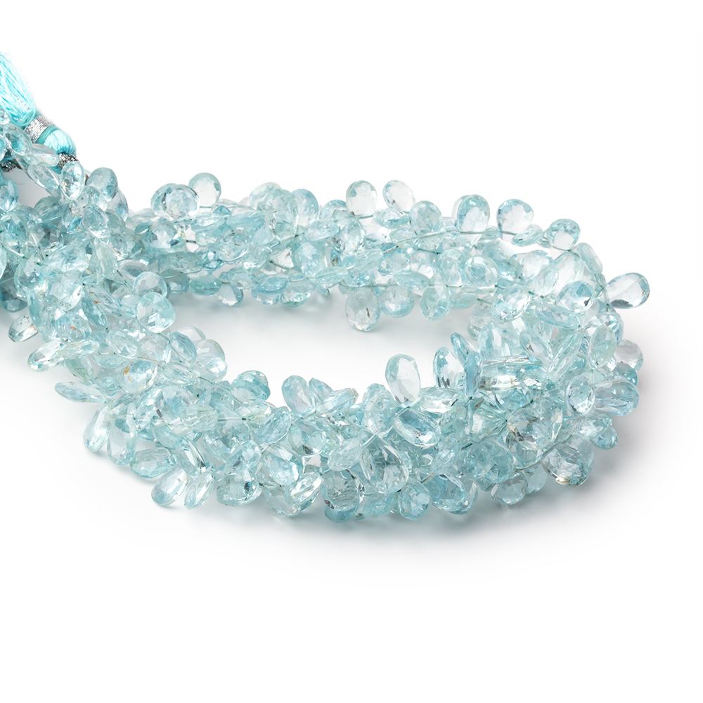 6 - 9mm Aquamarine Faceted Pear Beads 9 inch 80 pieces AA - Beadsofcambay.com