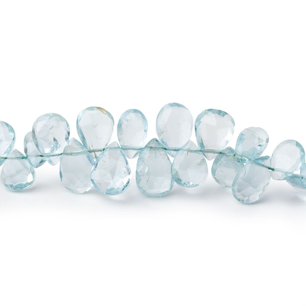 6 - 9mm Aquamarine Faceted Pear Beads 9 inch 80 pieces AA - Beadsofcambay.com