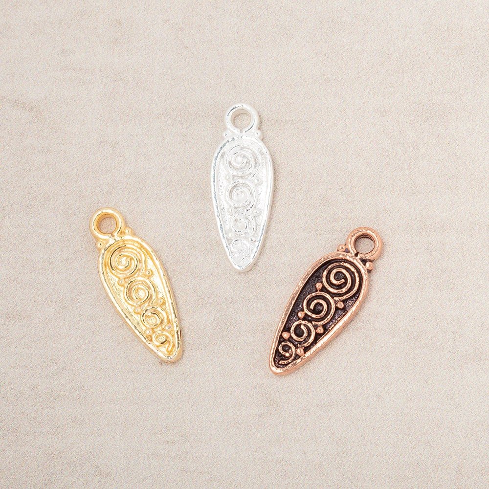 61x7mm Scroll Point Pendant Charm Set of 4 pieces - Beadsofcambay.com