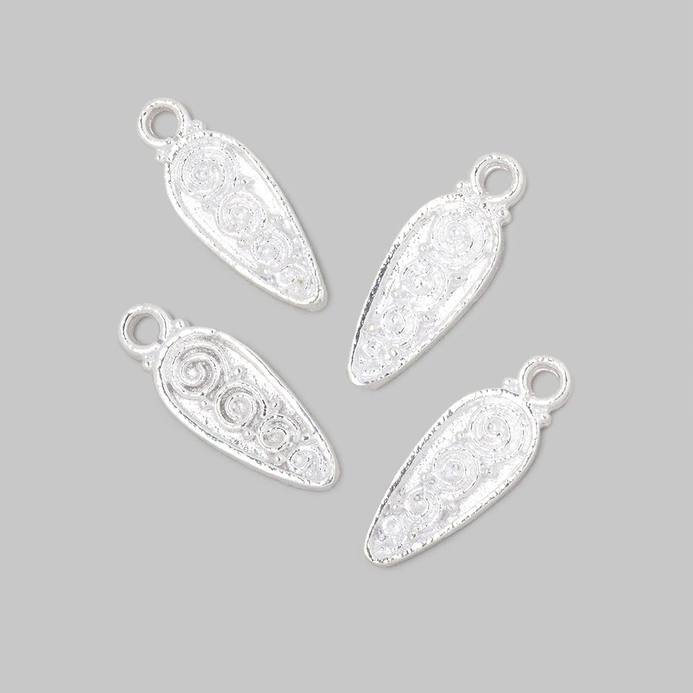 61x7mm Scroll Point Pendant Charm Set of 4 pieces - Beadsofcambay.com