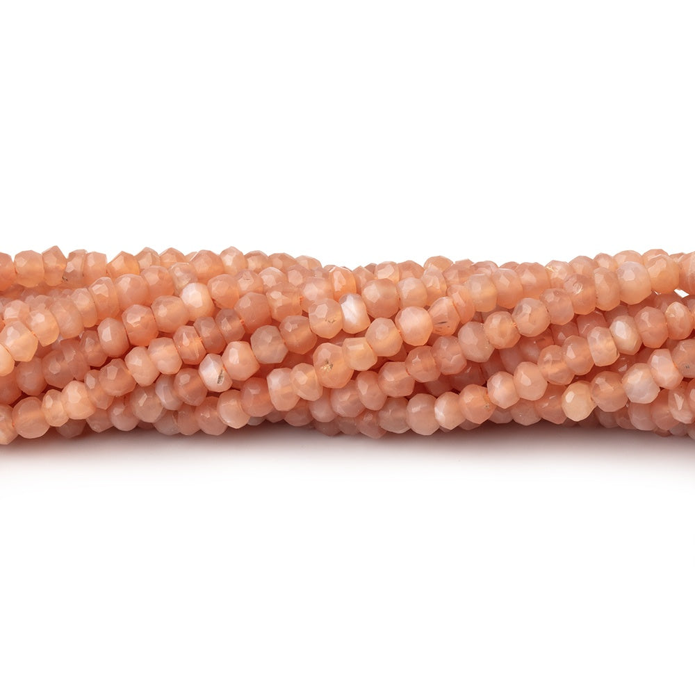 3mm Angel Skin Peach Moonstone Faceted Rondelles 12.5 inch 140 Beads - BeadsofCambay.com