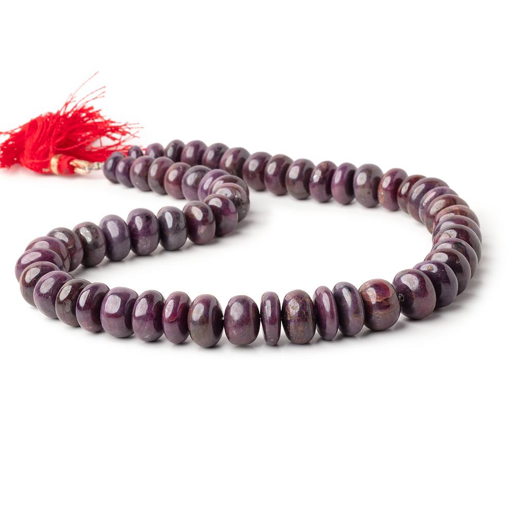 6.5 - 13.5mm Ruby Plain Rondelle Beads 16 inch 57 pieces - Beadsofcambay.com