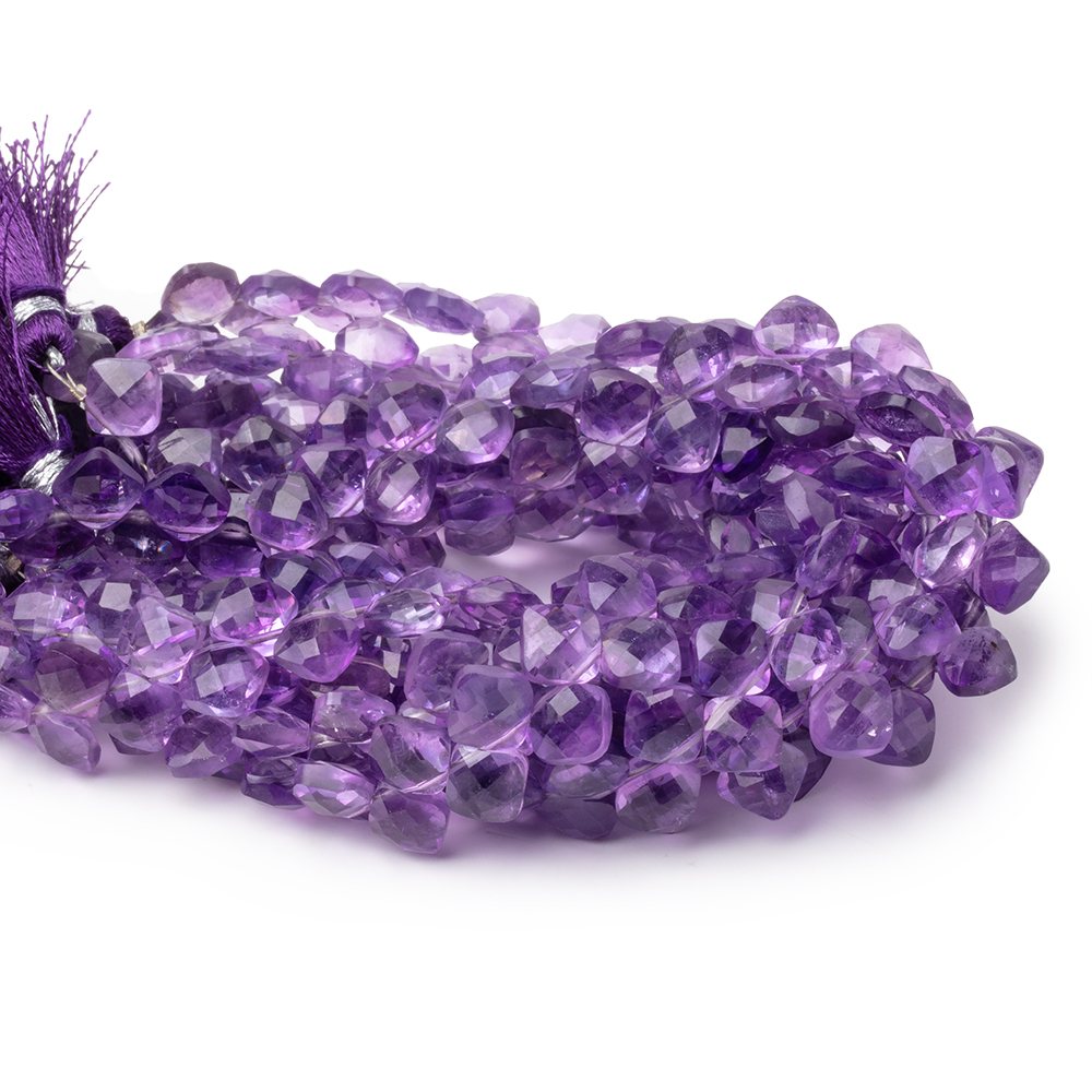 6.5mm Amethyst Faceted Pillow Beads 7.5 inch 46 pieces - Beadsofcambay.com