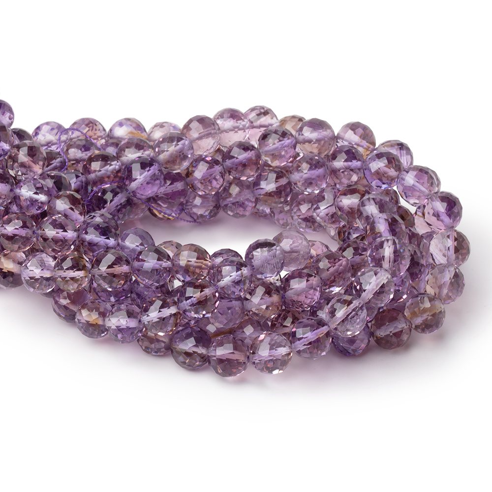 6.5mm Bolivian Ametrine Faceted Round Beads 8 inch 32 pieces - Beadsofcambay.com