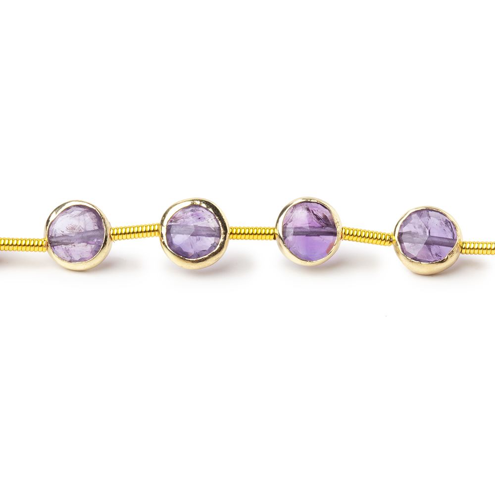 6.5mm Vermeil Bezel Amethyst Faceted Coin Strand 19 Beads - Beadsofcambay.com