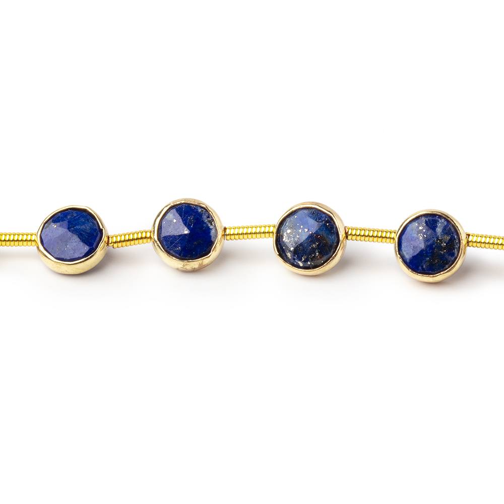 6.5mm Vermeil Bezel Lapis Lazuli Faceted Coin Strand 19 Beads - Beadsofcambay.com