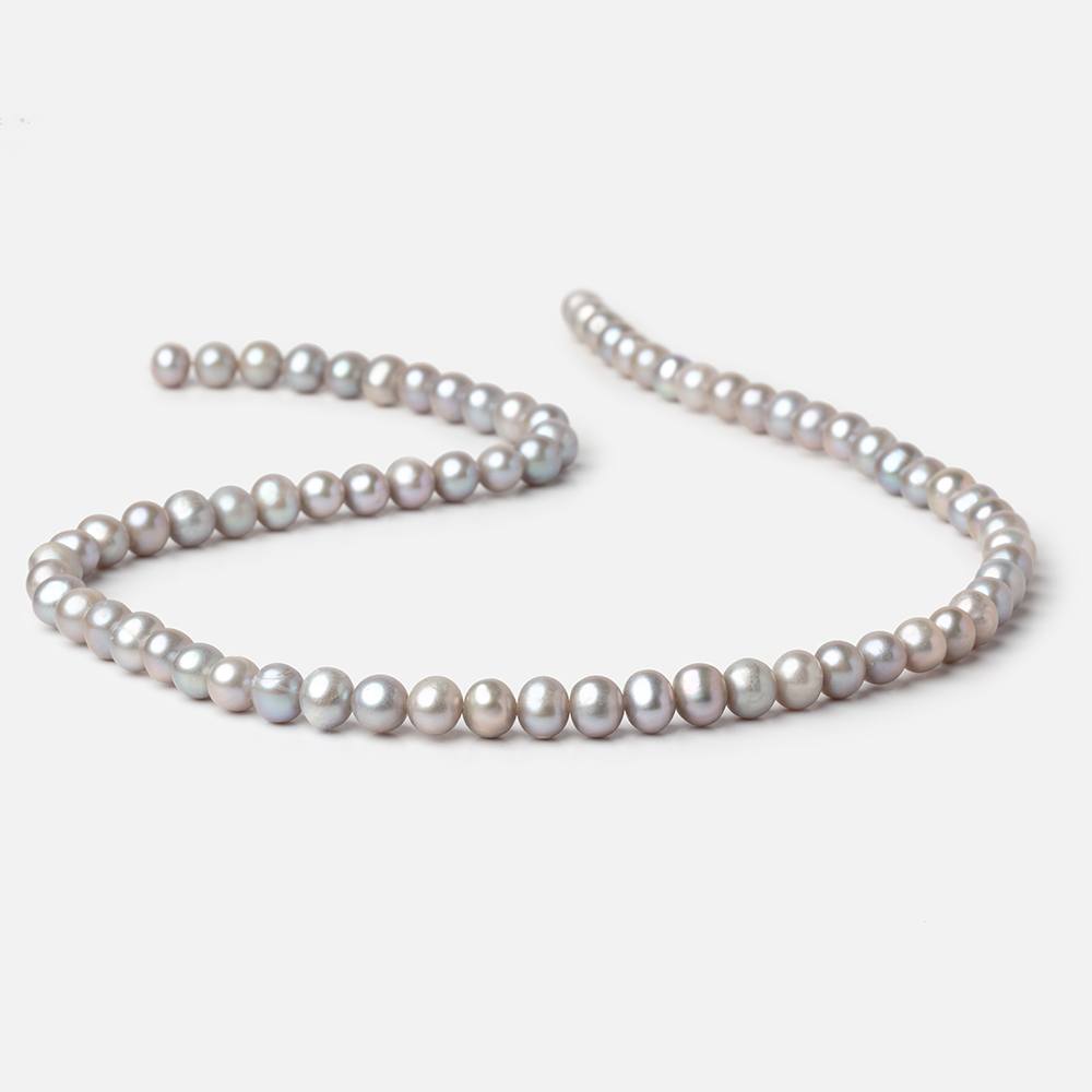 6.5x5.5mm Silver Off Round Freshwater Pearl Beads 16 inch 72 pieces - Beadsofcambay.com