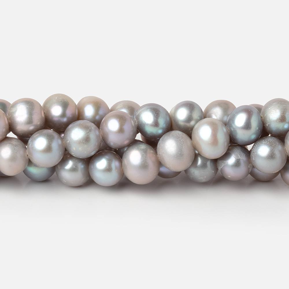 6.5x5.5mm Silver Off Round Freshwater Pearl Beads 16 inch 72 pieces - Beadsofcambay.com