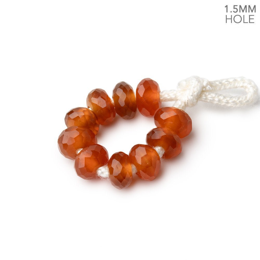 6mm Dark Carnelian 1.5mm Large Hole Faceted Rondelle Beads Set of 10 - Beadsofcambay.com