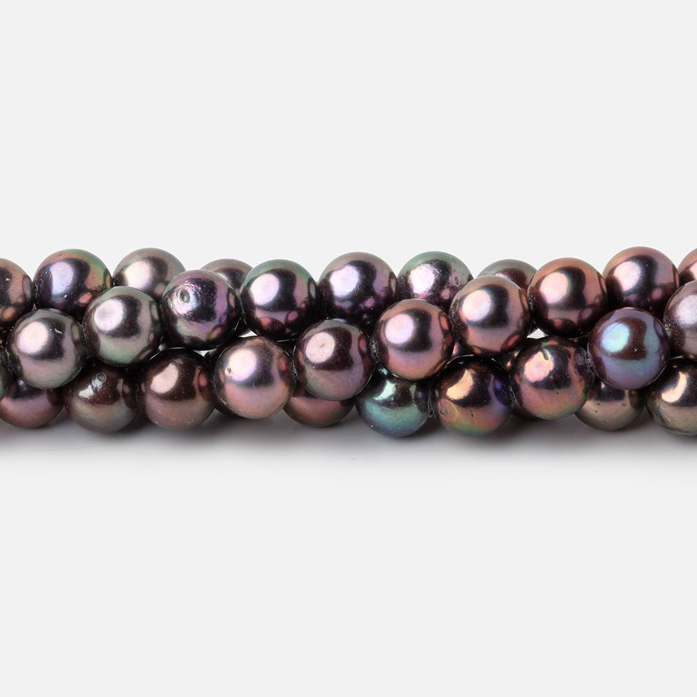 6mm Light Plum Peacock Off Round Freshwater Pearls 15.5 inch 70 Beads AA - Beadsofcambay.com