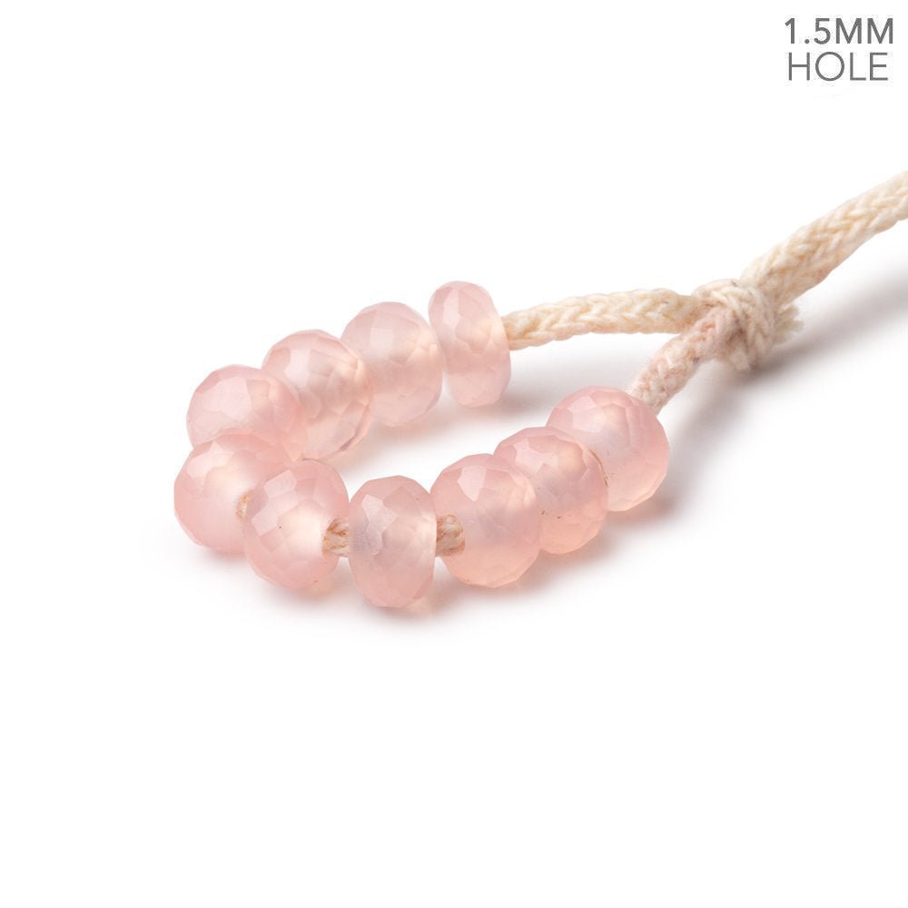 6mm Pink Chalcedony 1.5mm Large Hole Faceted Rondelle Bead Set of 10 - Beadsofcambay.com