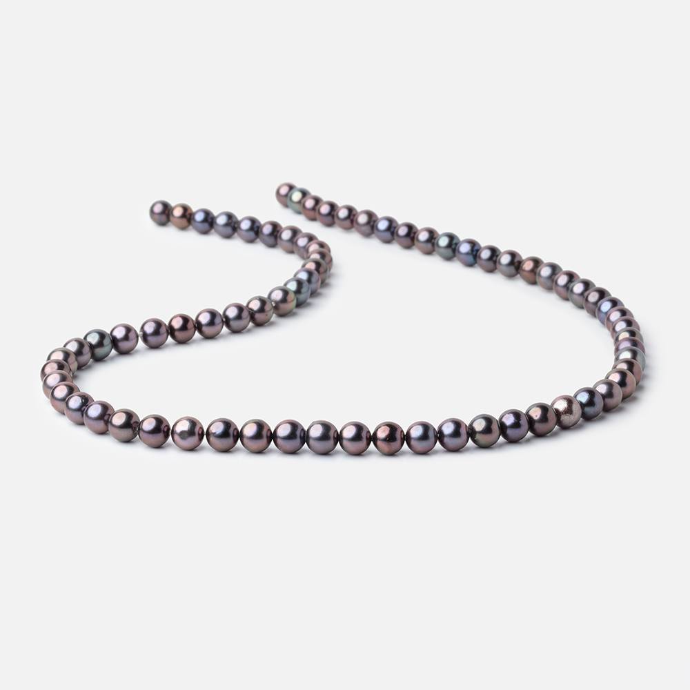 6mm Plum Peacock Off Round Freshwater Pearls 16 inch 70 Beads AA - Beadsofcambay.com