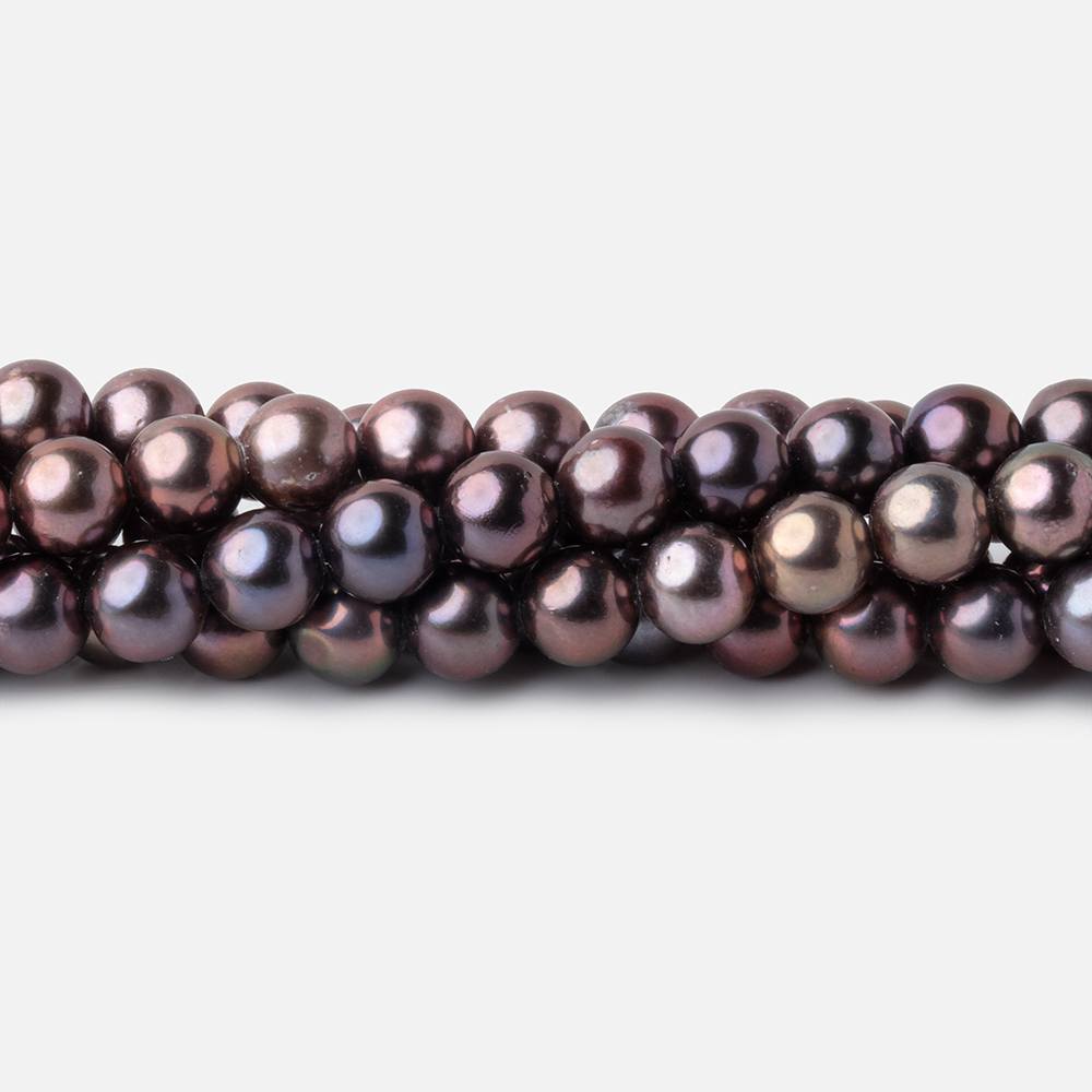 6mm Plum Peacock Off Round Freshwater Pearls 16 inch 70 Beads AA - Beadsofcambay.com