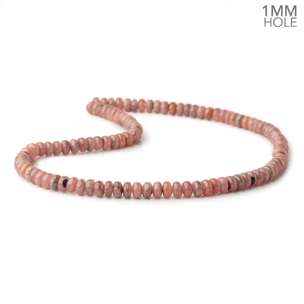 6mm Rhodochrosite Plain Rondelle Beads 16 inch 110 pieces 1mm hole - Beadsofcambay.com