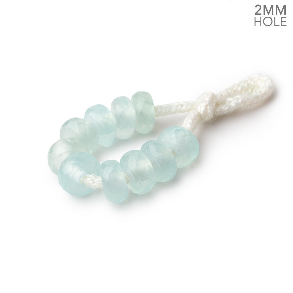 6mm SeaBlue Chalcedony 2mm Large Hole Faceted Rondelle Set of 10 Beads - Beadsofcambay.com