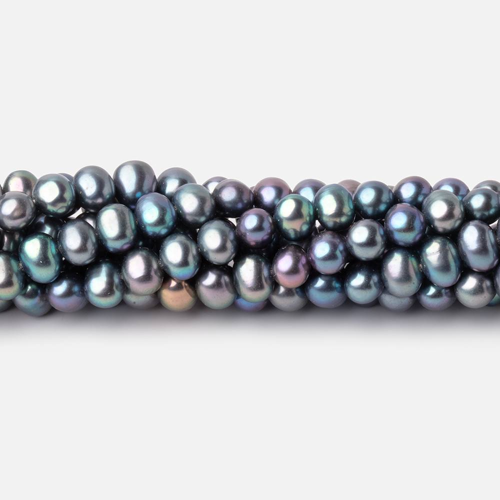 6mm Teal Peacock Off Round Freshwater Pearls 16 inch 85 Beads - Beadsofcambay.com