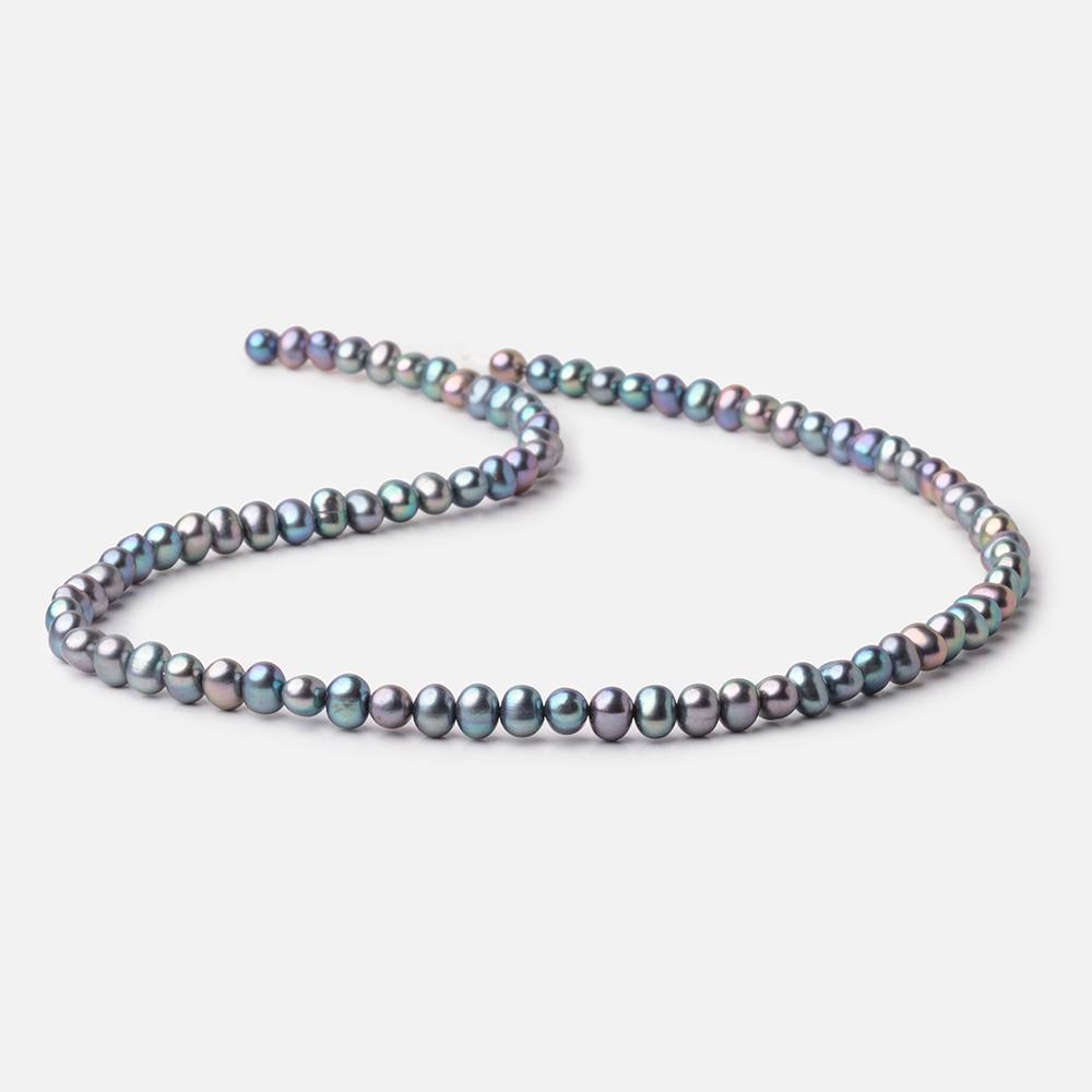 6mm Teal Peacock Off Round Freshwater Pearls 16 inch 85 Beads - Beadsofcambay.com