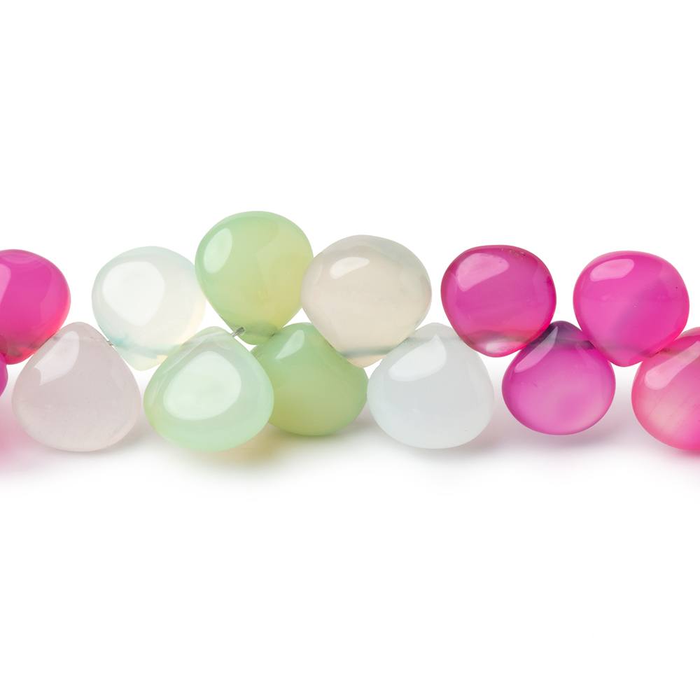 7 - 10mm Multi Color Chalcedony Plain Heart Beads 7.5 inch 46 pieces - Beadsofcambay.com