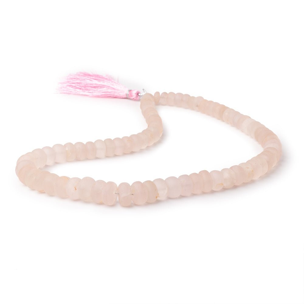 7 - 11mm Matte Morganite Plain Rondelle Beads 16 inch 78 pieces - Beadsofcambay.com