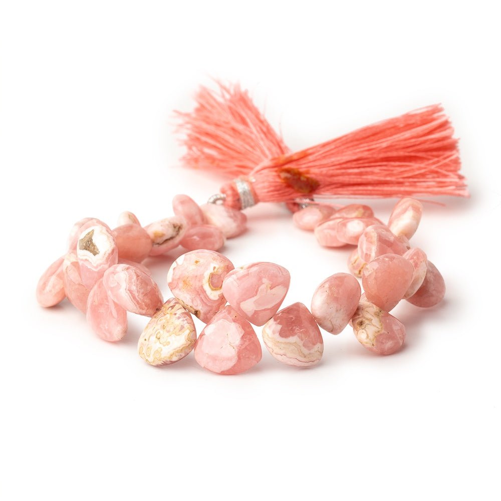 7 - 11mm Rhodochrosite Plain Heart Beads 7 inch 34 pieces - Beadsofcambay.com