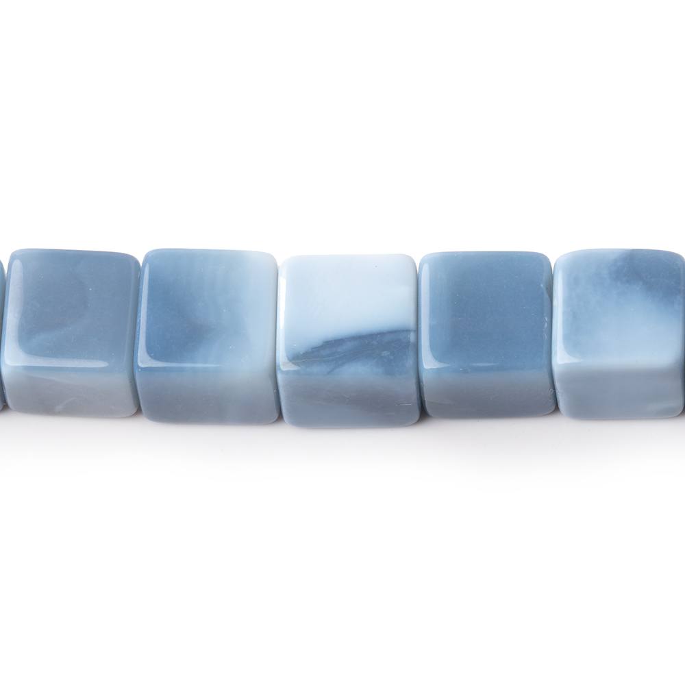 7 - 7.5mm Owyhee Blue Opal Plain Cube Beads 7.75 inch 26 pieces - Beadsofcambay.com