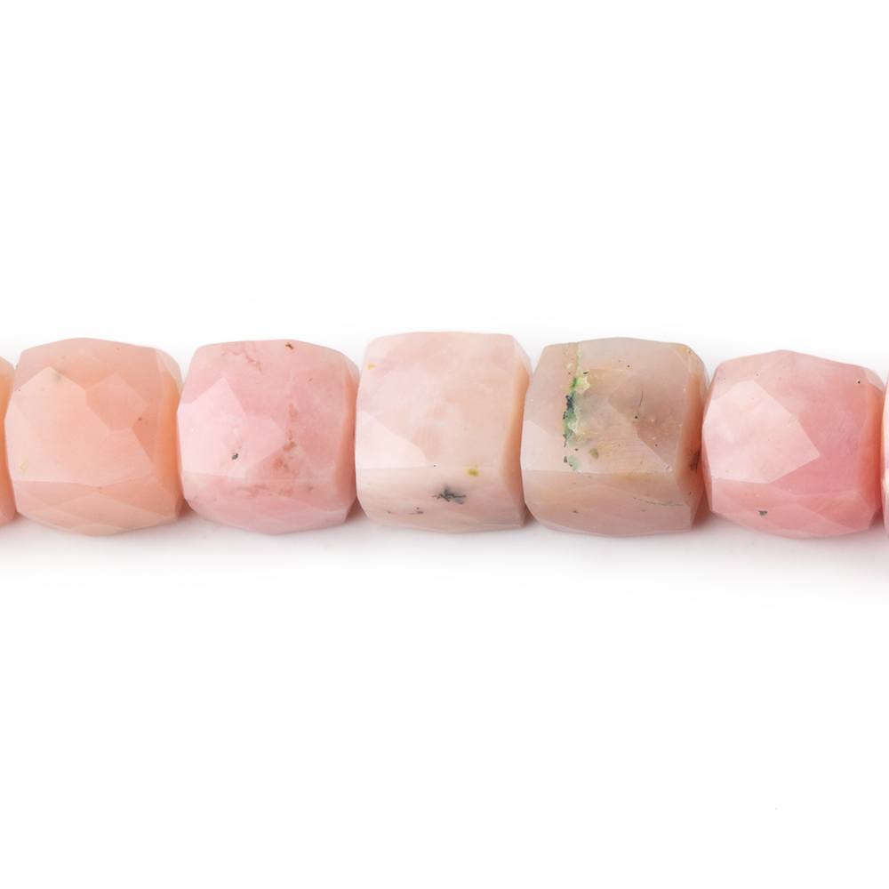 7-7.5mm Pink Peruvian Opal Faceted Cube Beads 7.75 inch 25 pieces - Beadsofcambay.com