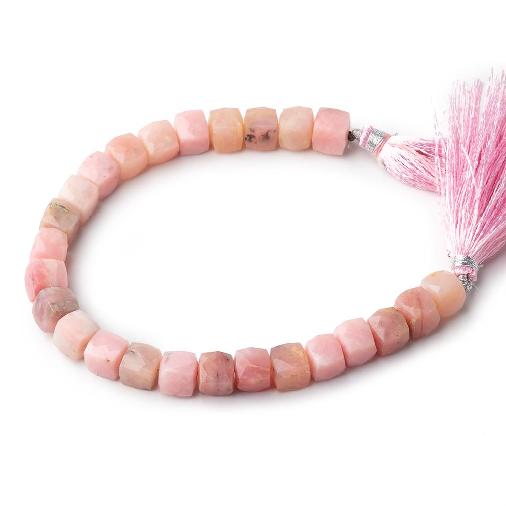 7-7.5mm Pink Peruvian Opal Faceted Cube Beads 7.75 inch 25 pieces - Beadsofcambay.com