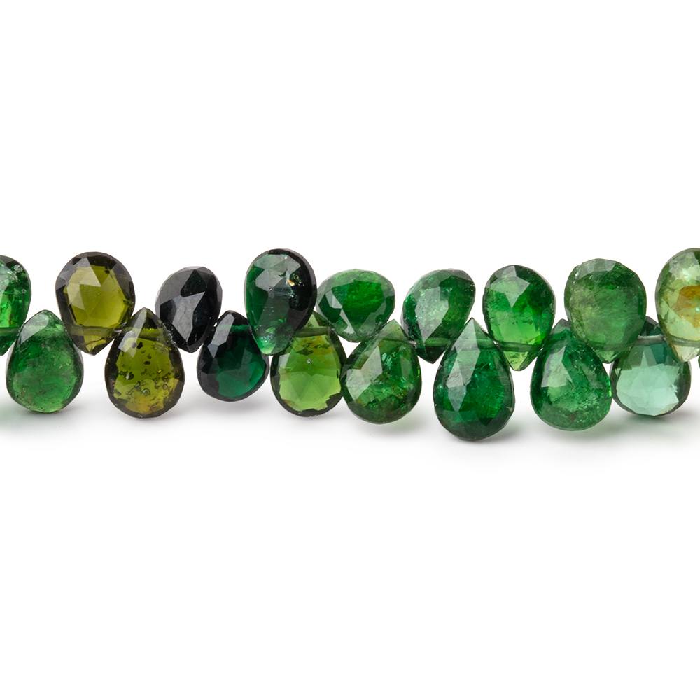 7 - 8mm Chrome Tourmaline Faceted Pear Beads 8 inch 68 pieces AA - Beadsofcambay.com