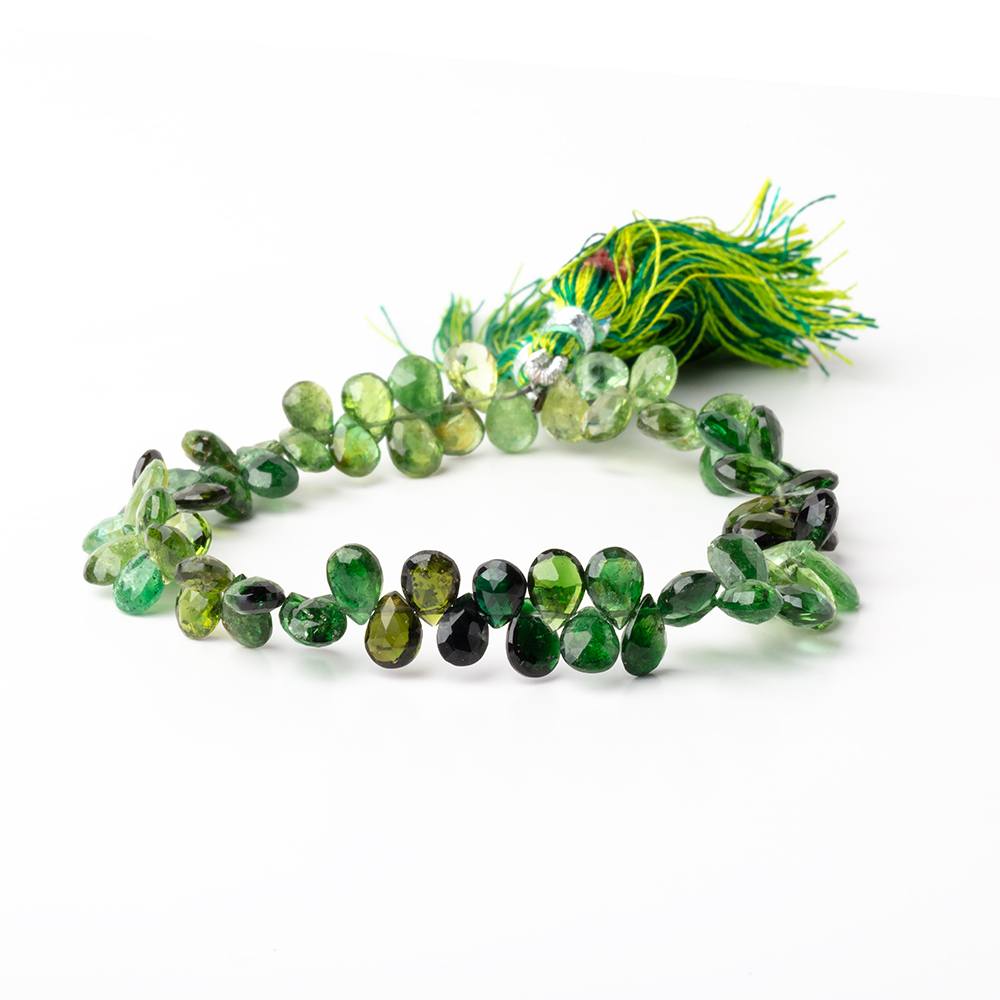 7 - 8mm Chrome Tourmaline Faceted Pear Beads 8 inch 68 pieces AA - Beadsofcambay.com